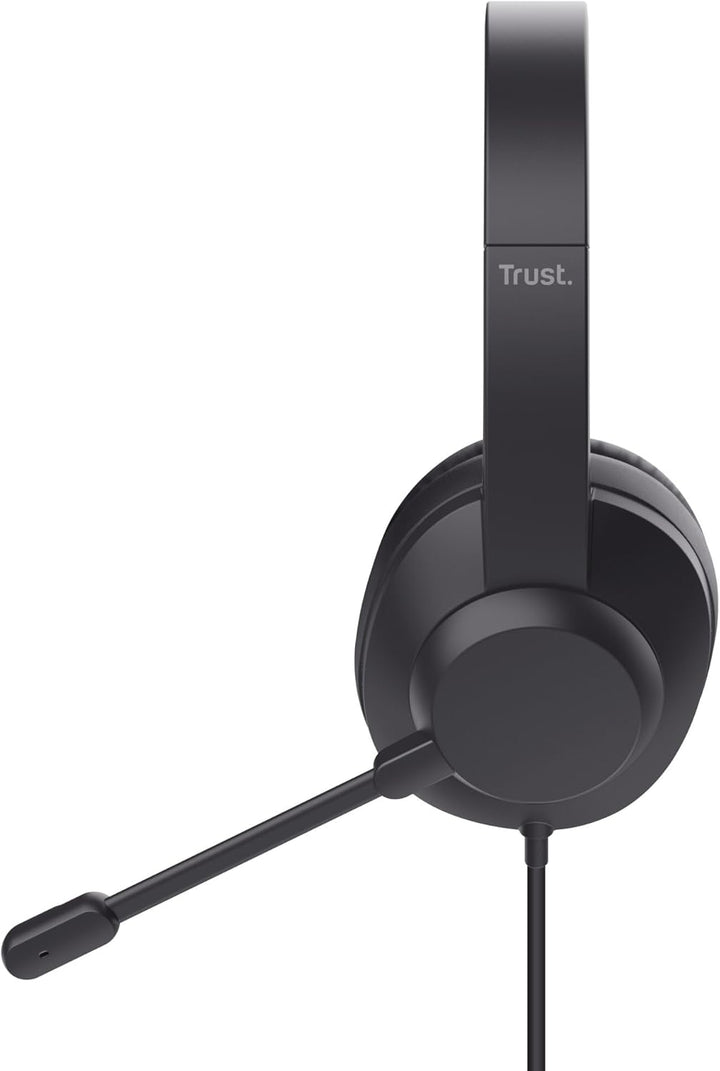 Trust Roha II Max USB Headset mit Mikrofon Over-Ear, USB-C, Schwarz | Kopfhörer mit Kabel 180 cm, 85