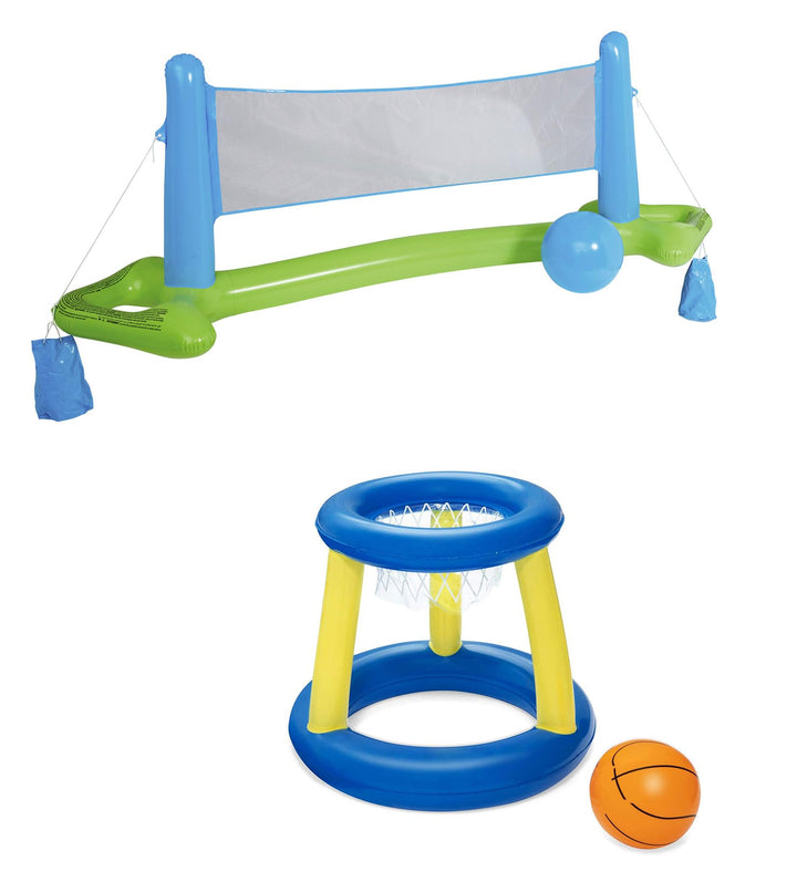 Bestway Pool-Spielzeug Set Volleyball-Netz Basketball Ringwurfspiel aufblasbar