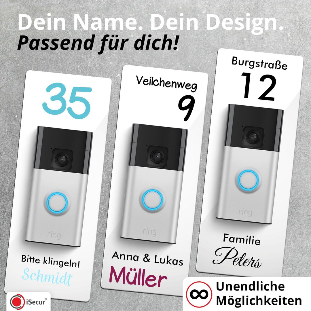 iSecur Acryl Blende personalisiert Premium - Passend für Ring Akku-Videotürklingel 2, Gen 3 Plus 4 (