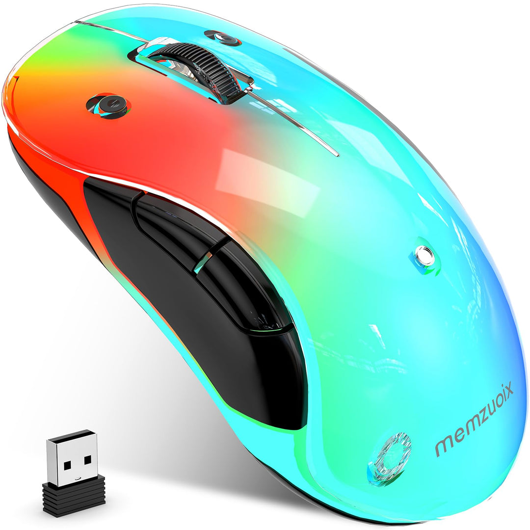 memzuoix LED Kabellose Maus – Wiederaufladbare 2.4G Optische Maus mit Magnetischer Abdeckung, Sanfte