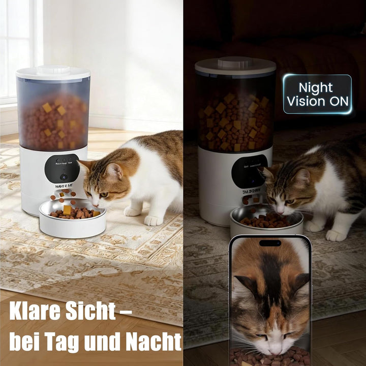 5L Futterautomat Katze mit App Steuerung, Smarter Automatischer Futterspender für Katzen & Hunde, 10
