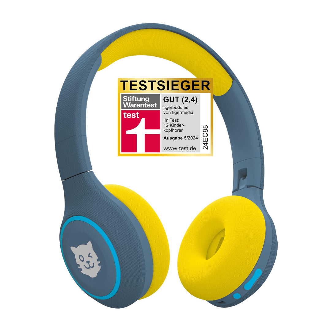 tigermedia tigerbuddies Bluetooth Kopfhörer Kinder | Faltbare Kinder Kopfhörer ab 4 Jahren | Mit Lau