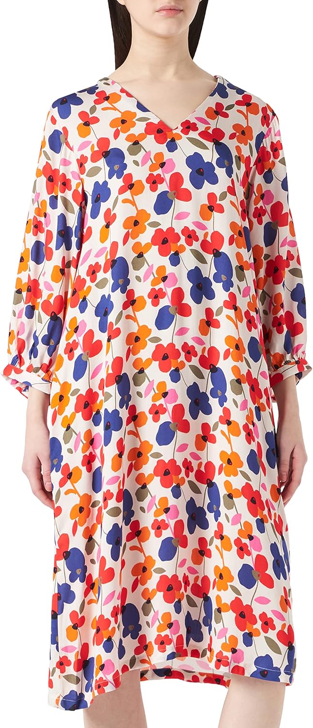 Seidensticker Damen Kleid - Midi Kleid - Blusenkleid - V-Ausschnitt - 3/4 Arm - 100% Viskose 36 Weis