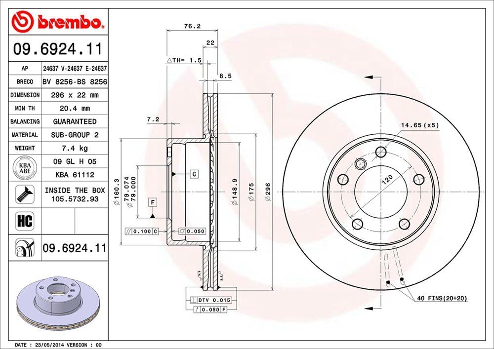 Brembo 09.6924.11 Vordere Bremsscheibe, Anzahl 2