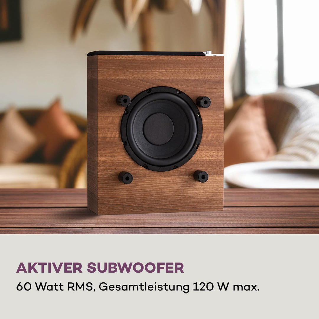 auna Two Hi-Fi Subwoofer mit Auto-Off, 80W RMS Subwoofer Passiv, HiFi-Lautsprecher Boxen für Heimkin