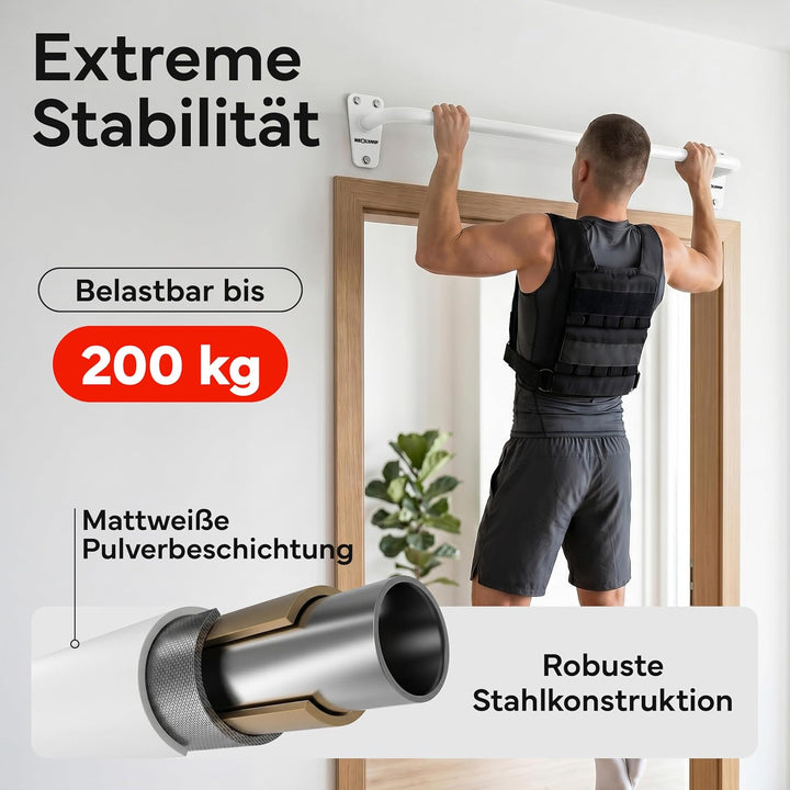 NEOLYMP Klimmzugstange Wandmontage bis 200kg – Stabile Pull Up Bar aus Premium Stahl für Home Gym, O