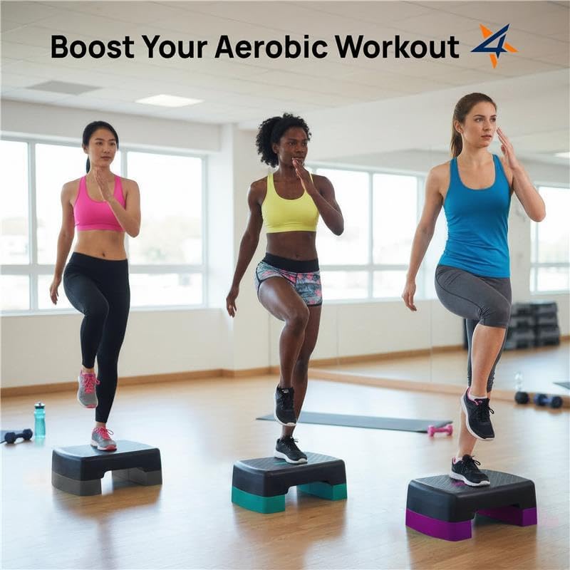 Yes4All Aerobic-Übungsplattform, 45,7 cm mit 10,2 cm 15,2 cm höhenverstellbaren Erhöhungen für Zuhau