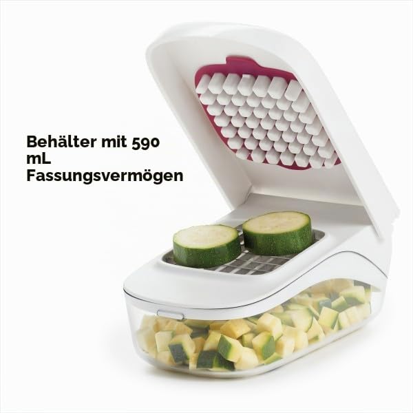 OXO Good Grips Gemüseschneider/Zwiebelhacker mit Klingen aus Edelstahl (Weiss und Transparent) Pour