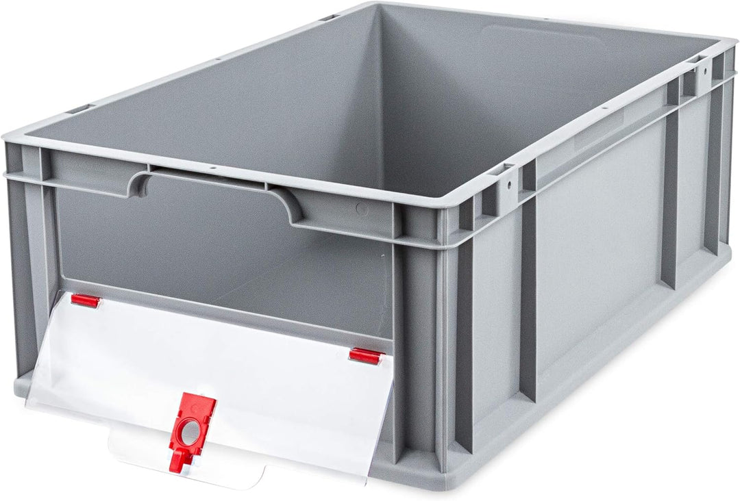 aidB Eurobox NextGen Insight Cover rot, 600x400x220 mm, Cover niedrig, robuste Regalbox mit Entnahme