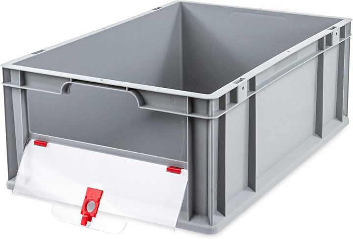 aidB Eurobox NextGen Insight Cover rot, 600x400x220 mm, Cover niedrig, robuste Regalbox mit Entnahme