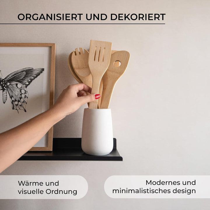 MILUKA Wandregal Schwarz aus Metall | 2er Set Schweberegale Schwarz 50 cm | Badezimmer Regal Wand |