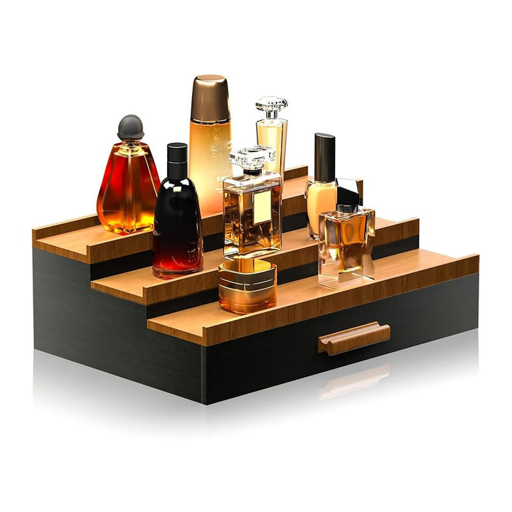3 Tier Display Ständer, Parfüm Organizer, Abgestuftes Parfümständer Aufbewahrungsbox mit Versteckter