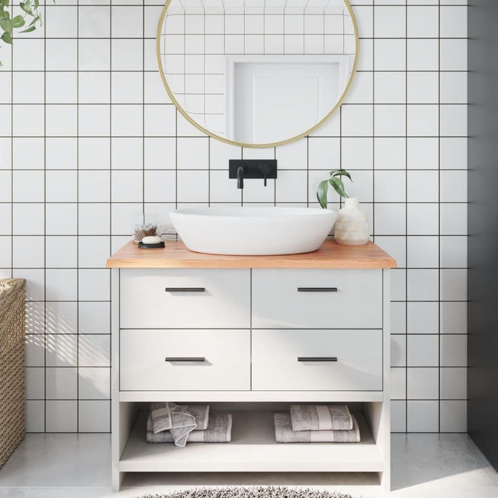 vidaXL Waschtischplatte Hellbraun 100x50x2 cm Massivholz Behandelt Braun 100 x 50 x 2 cm, Braun 100