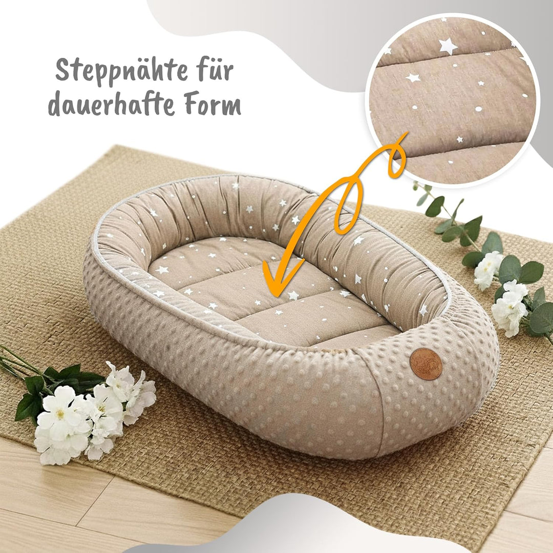 Warmes Nestchen Baby 90x50 cm - Kuschelnest Neugeborene Nestchen Winter/Herbst Kokon Babynest Safari