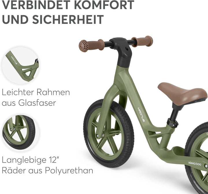 KikkaBoo Magnus Laufrad für Kinder 3–6 Jahre, Leichter Fiberglas Rahmen, Verstellbarer Sitz, rutschf