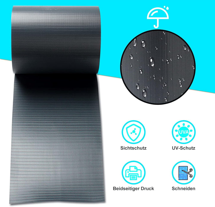 Daromigo PVC Sichtschutzstreifen 70m x 19cm Zaunblende Folie, inkl. 60 Befestigungsclips, Windschutz