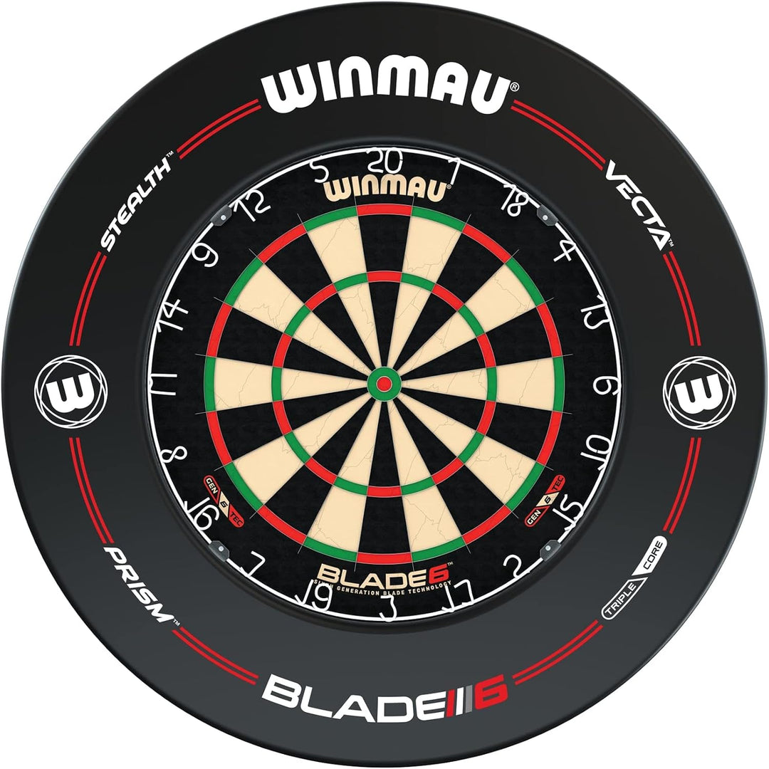 WINMAU Blade 6 Professionelle Bristle Klassische Dartscheibe with Surround und Darts Set (2 Sätze Da
