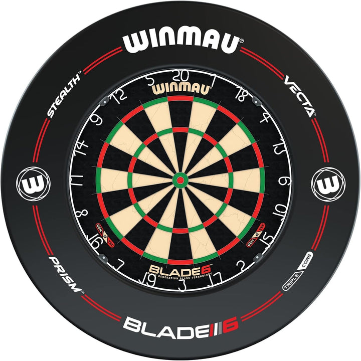 WINMAU Blade 6 Professionelle Bristle Klassische Dartscheibe with Surround und Darts Set (2 Sätze Da