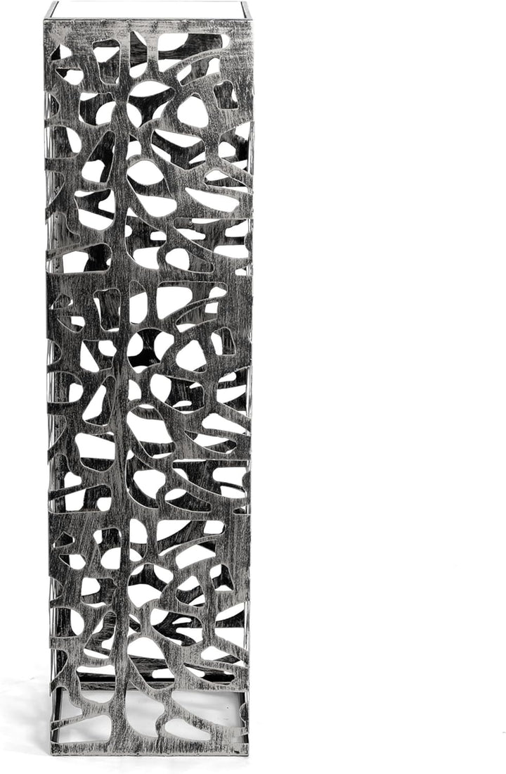 DESIGN DELIGHTS Dekorative SÄULE Enza | Metall, 70 cm antik-Silber/schwarz gewischt | Blumensäule, e