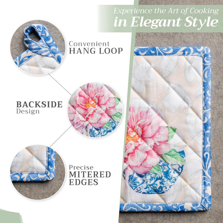 Maison d' Hermine Topflappen 100% Baumwolle hitzebeständig Set mit 2 Topflappen (20cm x 20cm) Hot Pa