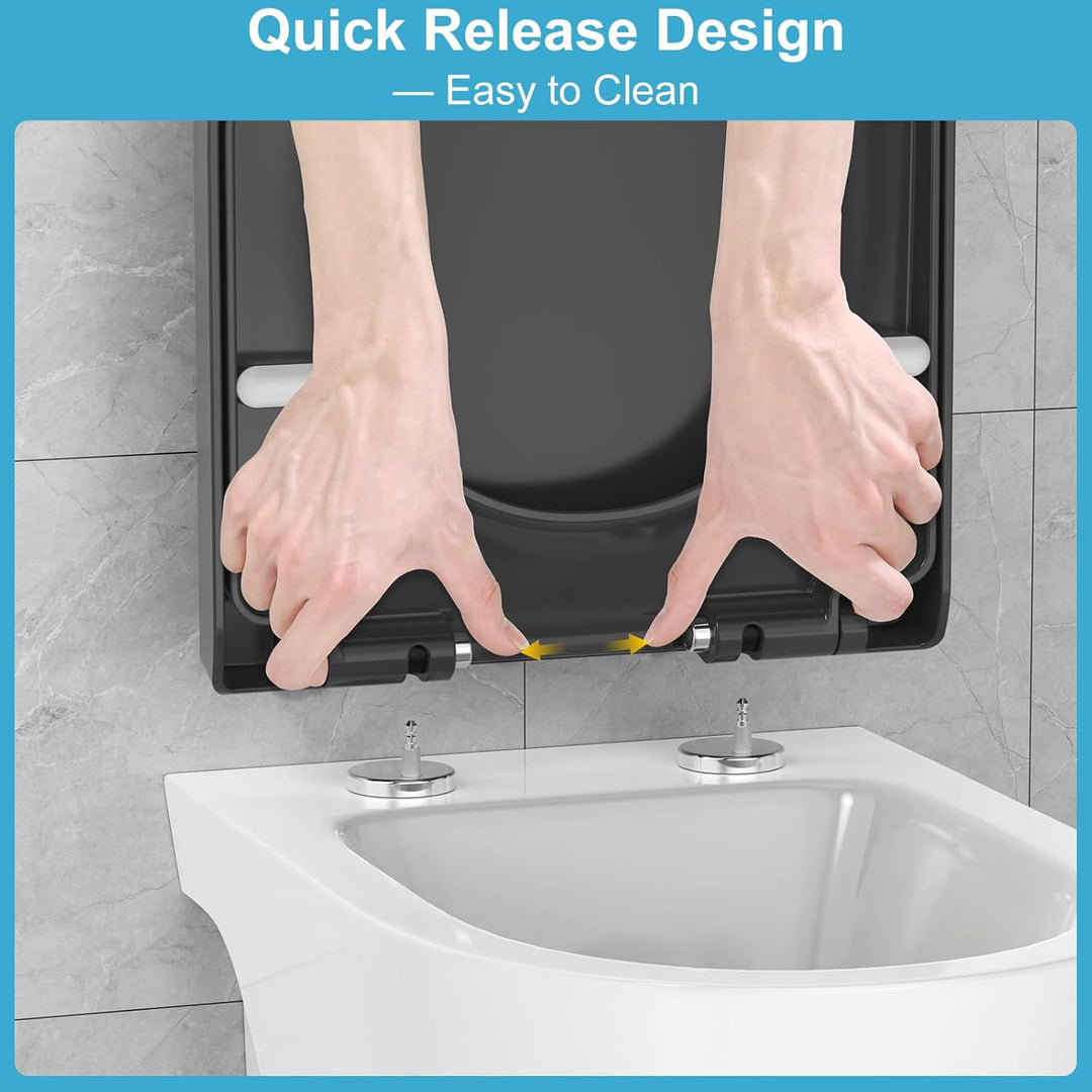 YEAUPE PRO WC Sitz D Form [KURZ], Grau | Toilettendeckel mit Absenkautomatik | Klodeckel, Klobrille