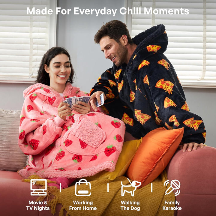 Giggling Getup tragbare Decken Hoodie – Übergrosse Flanell Sherpa Fleece Sweatshirt Decke für Erwach