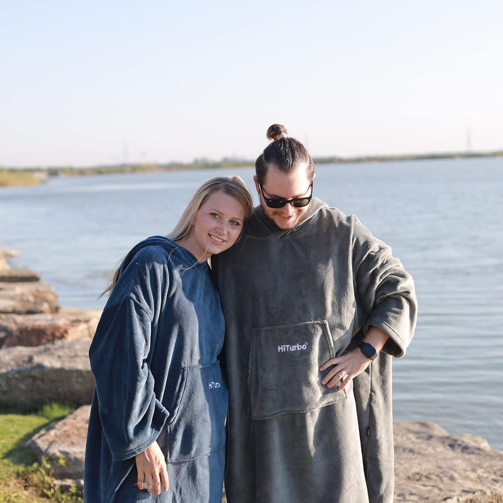 Hiturbo Bademantel, Damen Herren Robe, Unisex, Einheitsgrösse, Warmer Weicher Fleece Mogenmantel mit