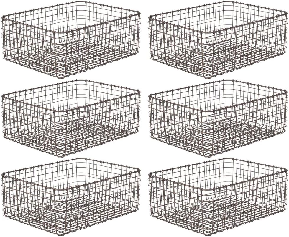 mDesign 6er-Set Allzweckkorb aus Metall – Aufbewahrungskorb für Küche, Vorratskammer etc. – kompakte