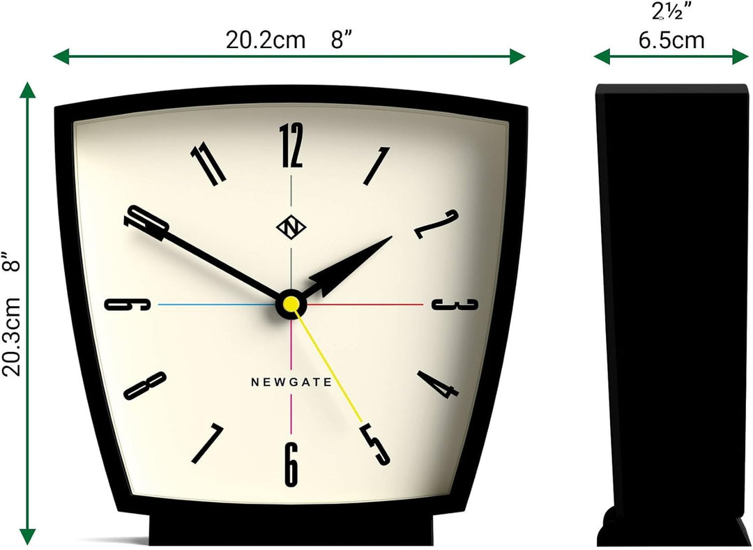 NEWGATE® Odyssey Schreibtisch Uhr | Retro Design | Schwarz | Moderner mid Century Stil für Schreibti