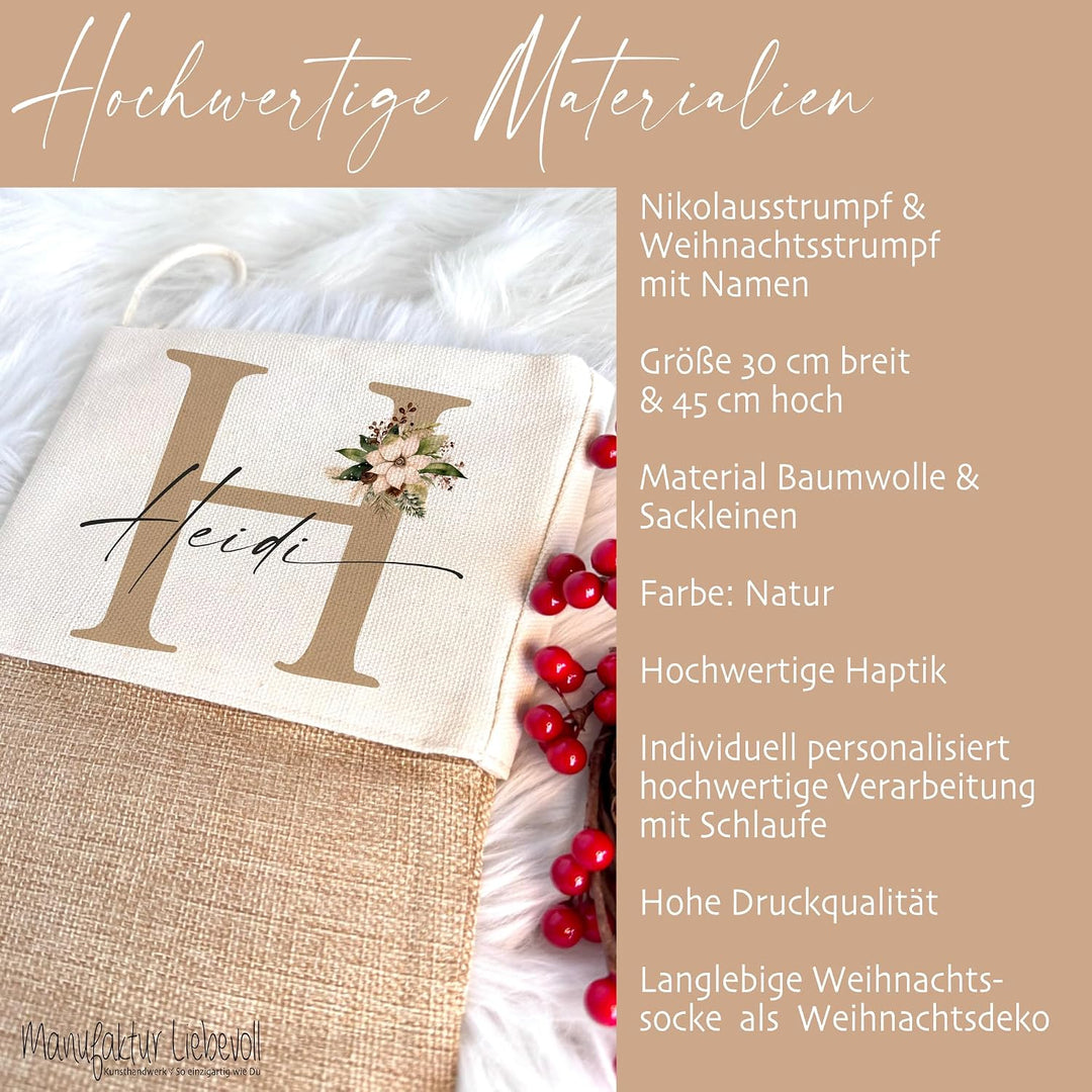 Manufaktur Liebevoll I Nikolausstrumpf Nikolausstiefel personalisiert Kinder Erwachsene Weihnachtsst