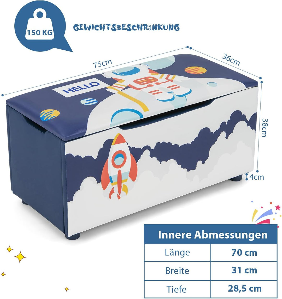COSTWAY Gepolsterte Spielzeugkiste, Kinder Aufbewahrungsbox mit abnehmbarem Deckel, vielseitige Spie