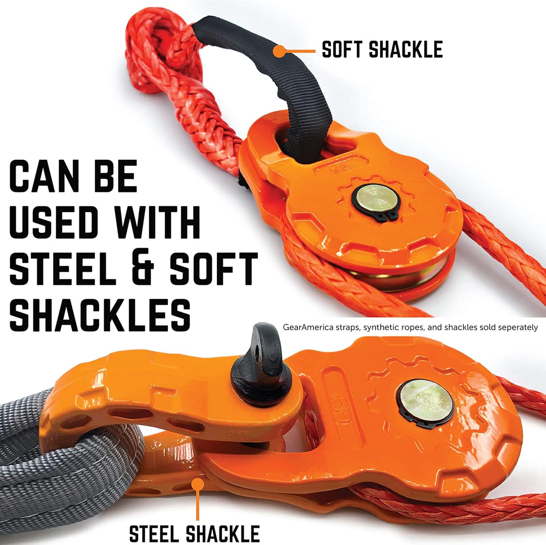 GearAmerica Mega Snatch Block 25 Tonnen Stärke | Hochleistungs-Windenrolle für Kunststoffseile oder