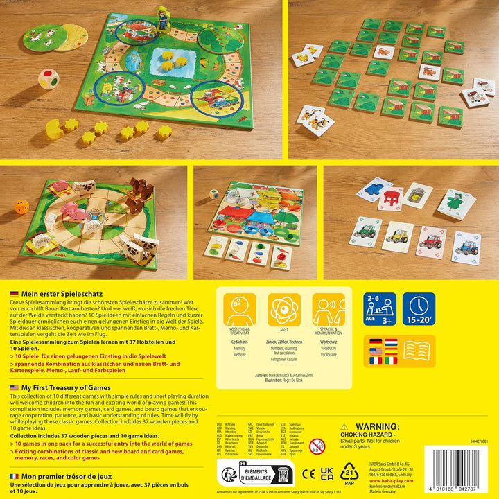 HABA Mein erster Spieleschatz - Grosse Spielesammlung für Kinder ab 3 Jahren – 10 Klassische Spiele: