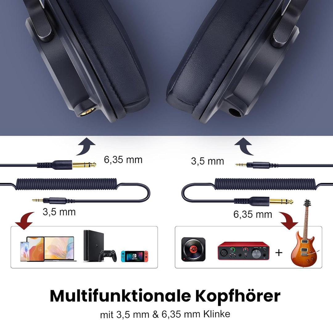 OneOdio Kopfhörer Over Ear, DJ Kopfhörer mit Kabel, Professionell Geschlossener Studio HiFi Kopfhöre