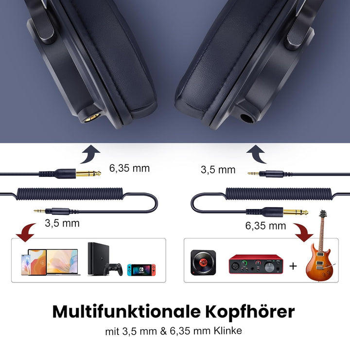 OneOdio Kopfhörer Over Ear, DJ Kopfhörer mit Kabel, Professionell Geschlossener Studio HiFi Kopfhöre