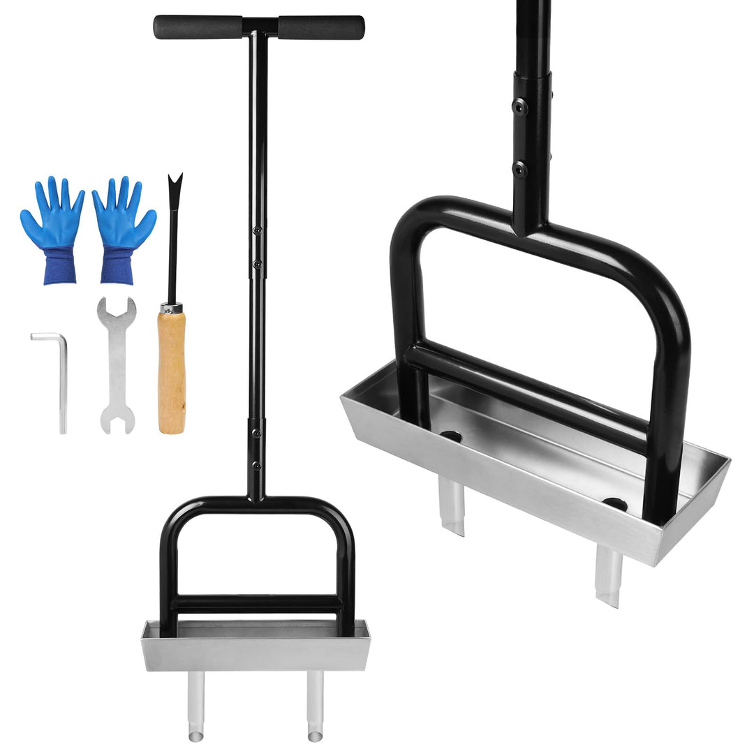 lalago Rasenlüfter Manuell 2 Kerne mit Ablagefach Reinigungswerkzeug, Handvertikutierer 93CM, Rasen