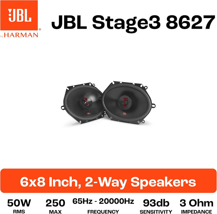 JBL Stage3 8627 2-Wege Auto Lautsprecher Set von Harman Kardon - 250 Watt ovale KFZ Autolautsprecher