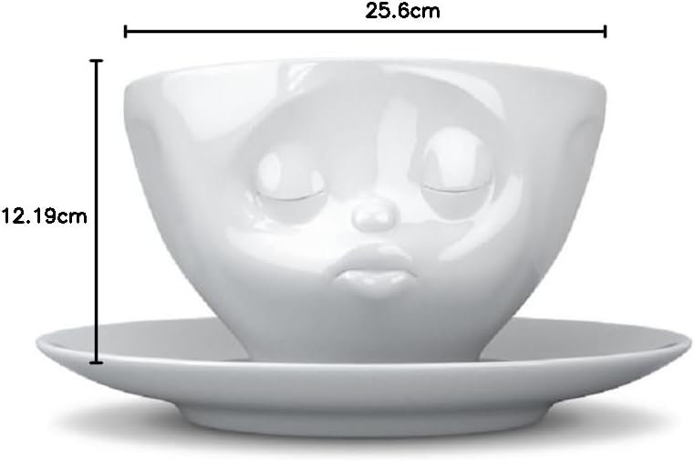 FIFTYEIGHT PRODUCTS Kaffeetassen 2er Set + Servietten, 200 ml, KÜSSEND+GLÜCKLICH