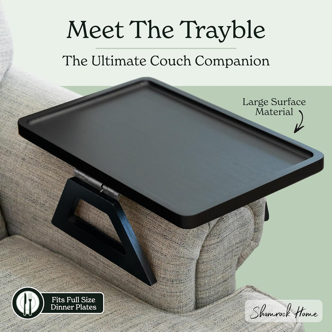 Shamrock Home Bambus-Tablett, Couch-Arm-Tisch, Clip-On-Tablett, Sofatisch für Sofas, Armlehnen für T