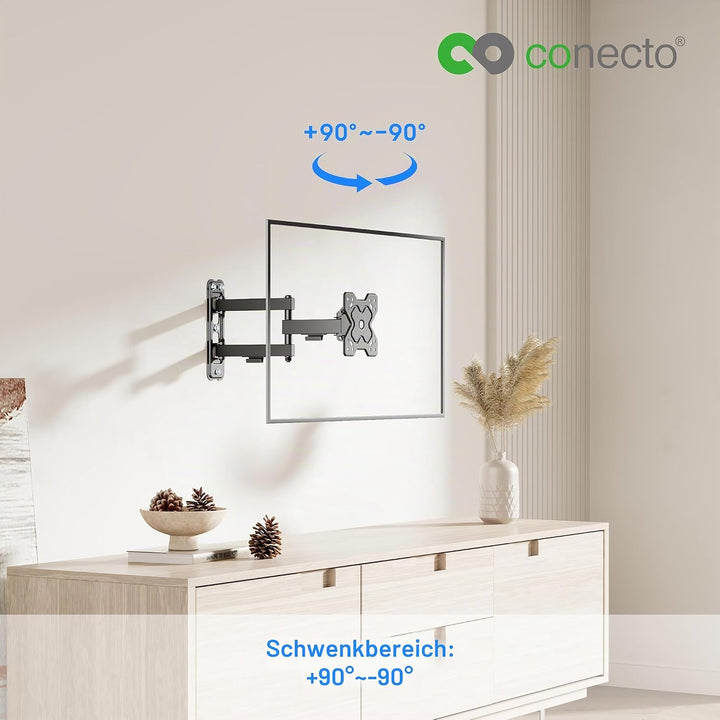 conecto TV Monitor Wandhalterung, neig- und schwenkbare Universalhalterung mit Gelenkarm, max. VESA