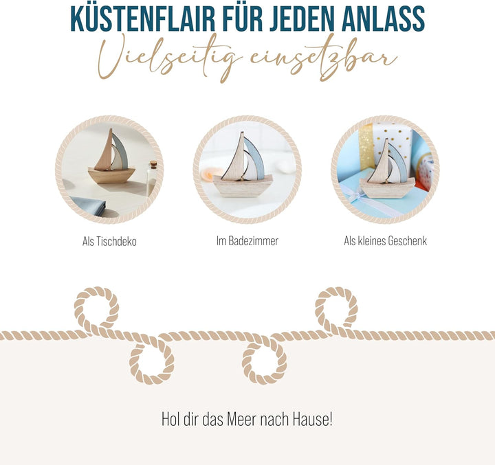 Logbuch-Verlag 12 kleine Segelboote Schiffe Natur blau 8 cm - Maritime Deko zum Hinstellen Mitgebsel