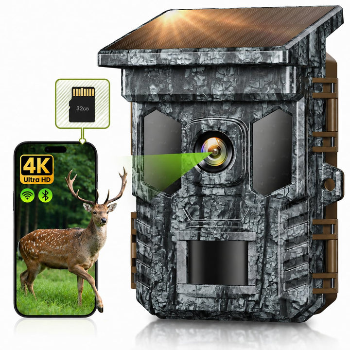 Wildkamera 4K 64MP WLAN mit Handyübertragung App – Wildtierkamera mit Nachtsicht, Bewegungsmelder, 0