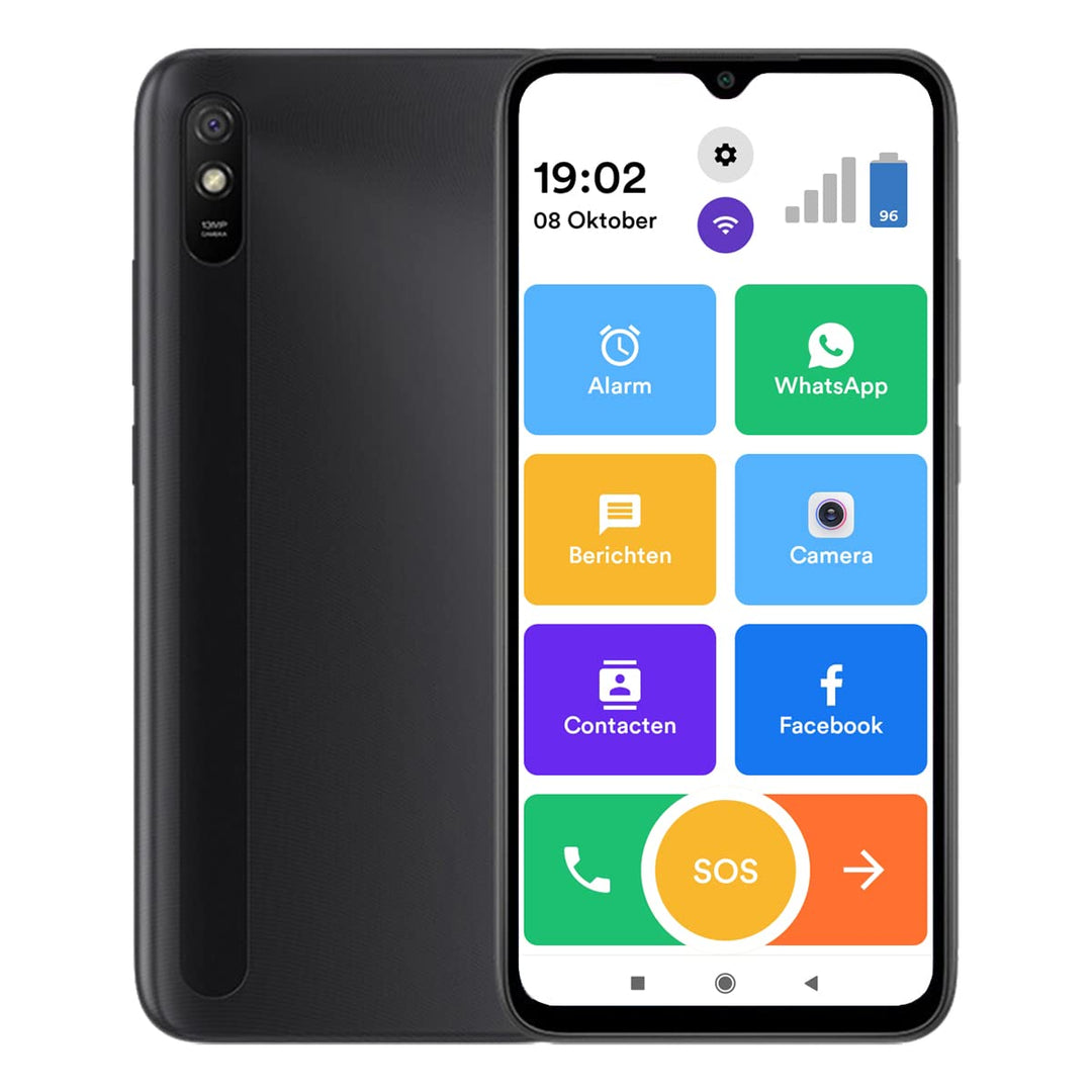 S1 Senioren Smartphone - Schwarz - Für Ältere - 32GB - WhatsApp & SOS Funktion