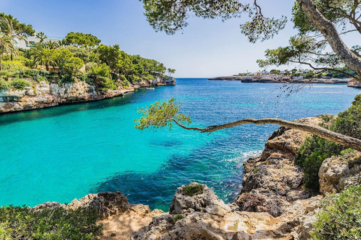 Pixxprint Glasbild | Wandbild aus Echtglas | Mallorca Bay Cove | 60x40 cm | inkl. Aufhängung und Abs