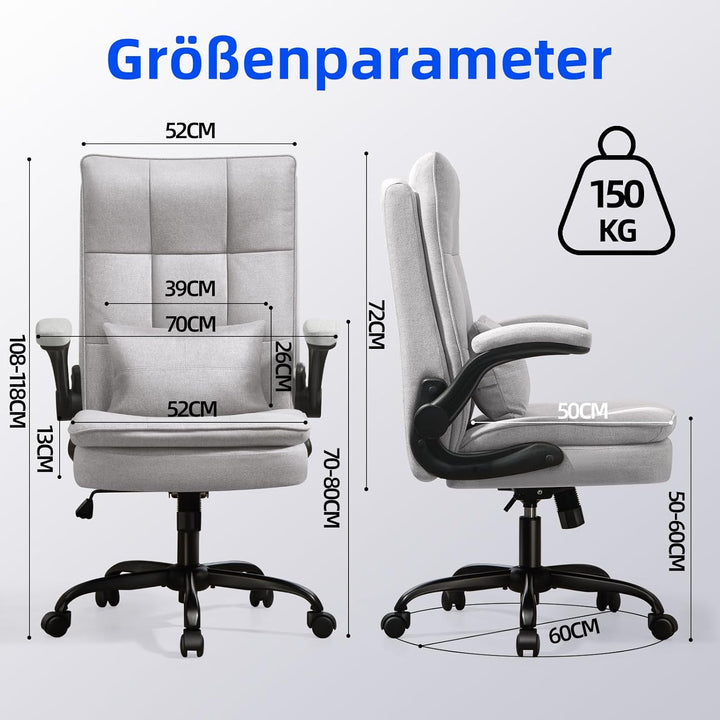 Asukale Bürostuhl Ergonomisch [TESTSIEGER] Schreibtischstuhl | Hochklappbare Armlehne &amp; Hohe Rückenl