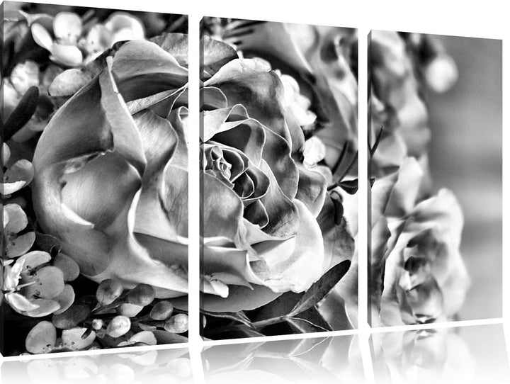 Pixxprint Rosenstrauss als Leinwandbild/Grösse: 3 Teilig (120x80) / Wandbild/Kunstdruck/fertig bespa