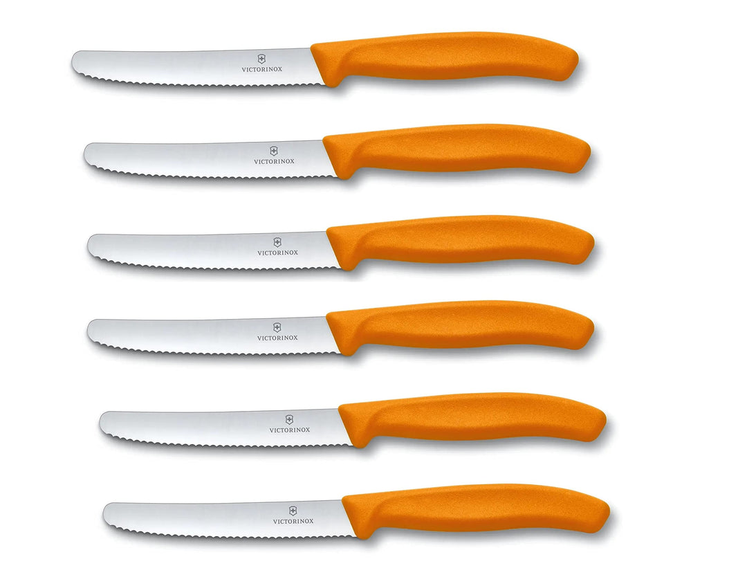 Victorinox 6 Stück Tafelmesser - Tomatenmesser Swiss Classic mit Wellenschliff rostfrei - Swiss Made