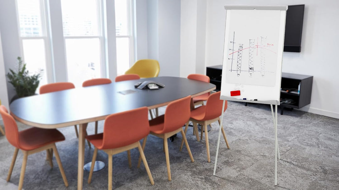 ALLboards Flipchart 100x70cm, Stativ, Dreibeinig, Höhenverstellbar, Whiteboard Magnettafel Magnetisc