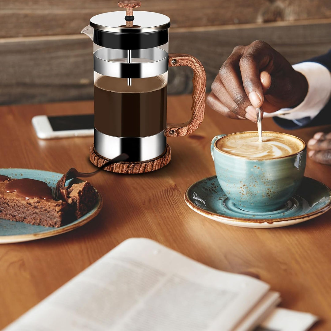 French Press Kaffeebereiter, 1000 ml Klein Kaffeepresse aus Edelstahlfilter und hitzebeständigem Gla