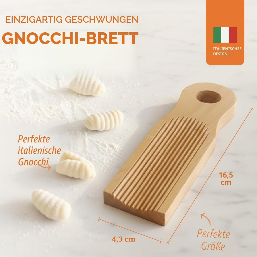 Authentisches Gnocchi-Brett für handgefertigte italienische Gnocchi-Pasta. Gebogene Platte, Gebogene